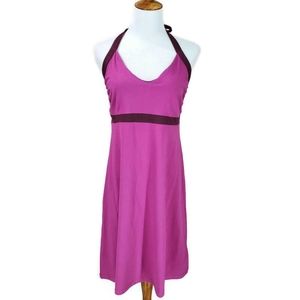Patagonia Liliana Halter Athletic Dress Solid Organic Cotton/Spandex A Line SZ L